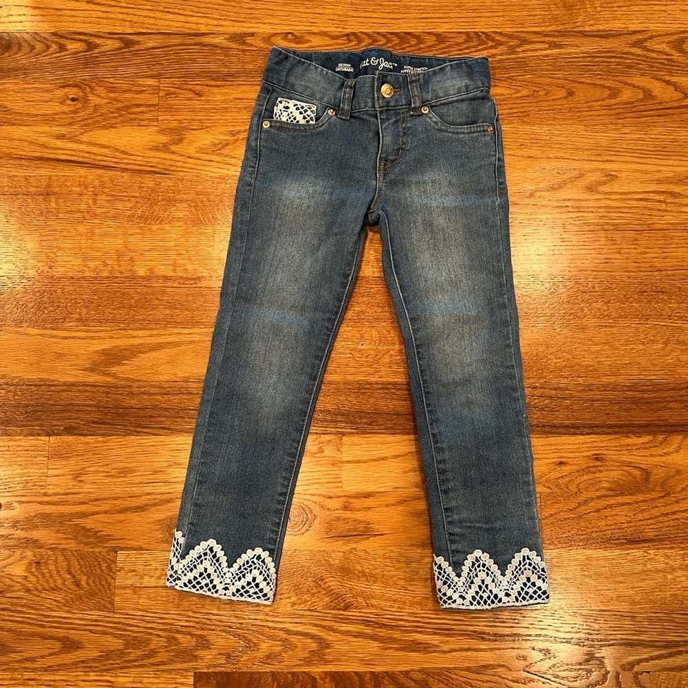 Skinny stretch jeans with lace detail - 4T
